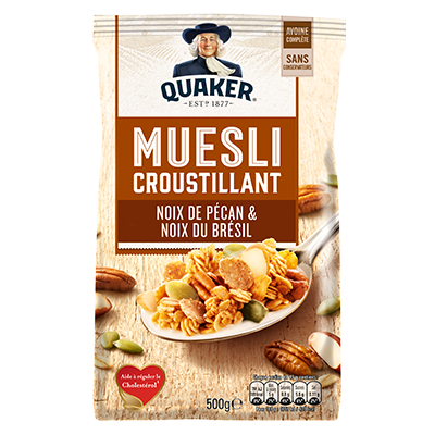 QUAKER Muesli Croustillant Noix de Pécan & Noix du Brésil 500G