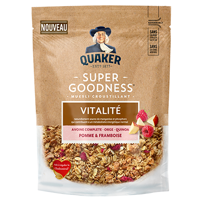 QUAKER  Super Goodness Vitalité Pomme Frambroise 400G